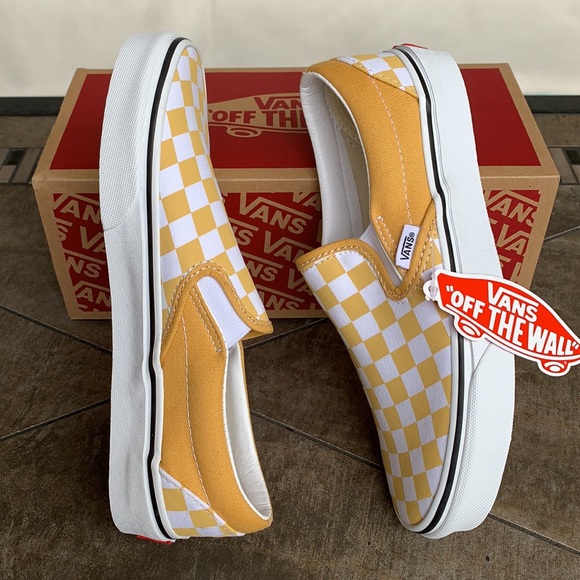 VANS CLASSIC SLIP ON CHECKERBOARD OCHRE/Trwht Men’ - Picture 6 of 12